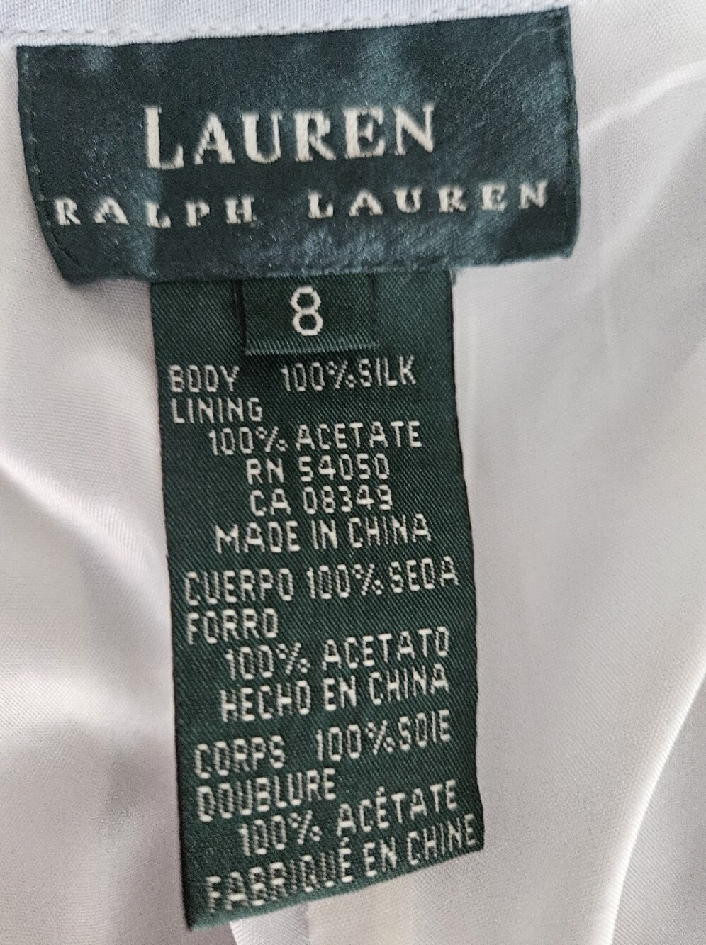 LAUREN RALPH LAUREN LIght Blue Pin Striped Pleated 100% Silk Trousers | SZ 8 - Picture 10 of 11